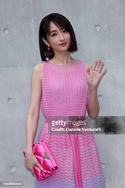 Alice Ko is seen on the front row of the Emporio Armani fashion show during the Milan Fashion Week Womenswear Fall/Winter 2023/2024 on February 23,...