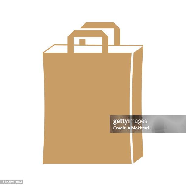 einkaufstaschensymbol auf einem mit hintergrund. - reusable shopping bag drawing stock-grafiken, -clipart, -cartoons und -symbole