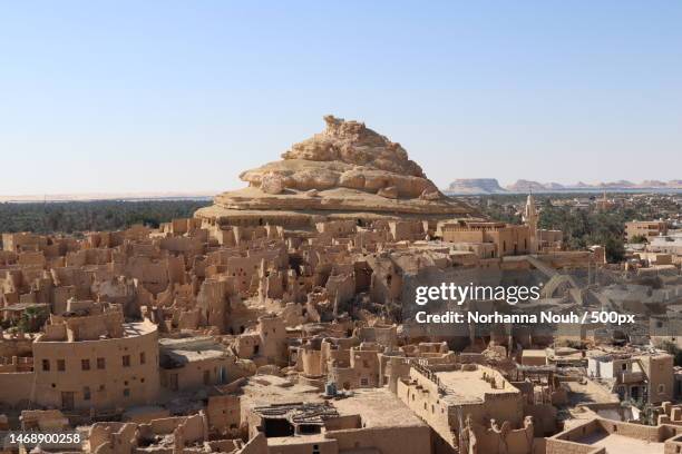 aerial view of buildings in city against clear sky,egypt - mud house fotografías e imágenes de stock