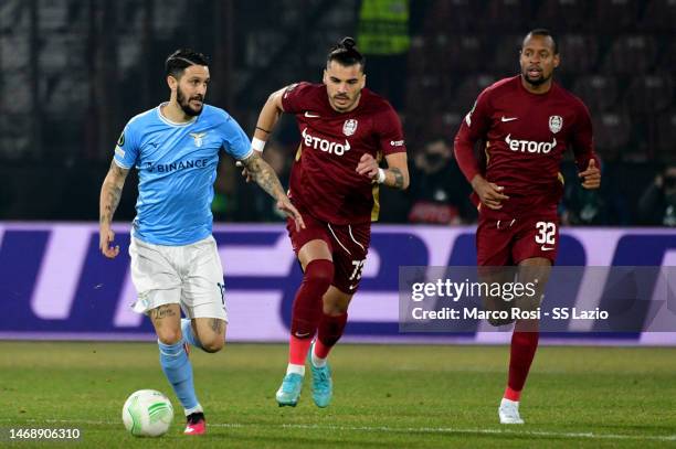 Luis Alberto of SS Lazio in action during the UEFA Europa Conference League knockout round play-off leg two match between CFR Cluj and SS Lazio at...