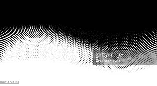 half tone black dots wavy gradient on white background - half tone stock illustrations