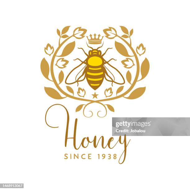 label flyer layout honey bee natural elements template design - herb illustration stock illustrations