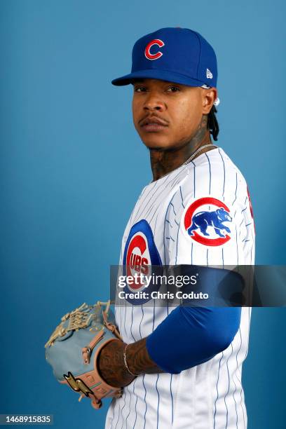 Marcus Stroman of the Chicago Cubs poses for a portrait during photo day at Sloan Park on February 23, 2023 in Mesa, Arizona.