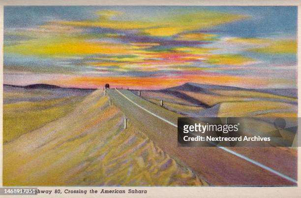 Vintage souvenir postcard published in 1940 as part of the 'California Highways' series, depicting the popular tourist destination and natural...