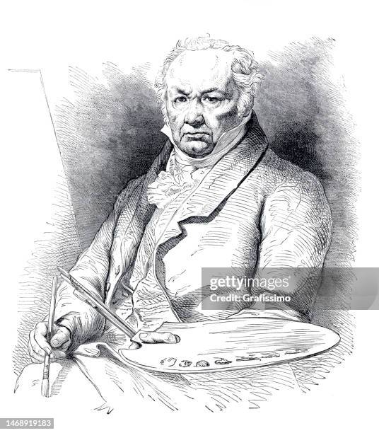 ilustraciones, imágenes clip art, dibujos animados e iconos de stock de el pintor francisco goya a la edad de 80 años retrato 1866 - francisco goya