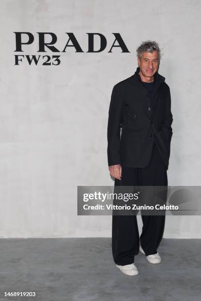 Maurizio Cattelan attends Prada Fall/Winter 2023 Womenswear Fashion Show on February 23, 2023 in Milan, Italy.