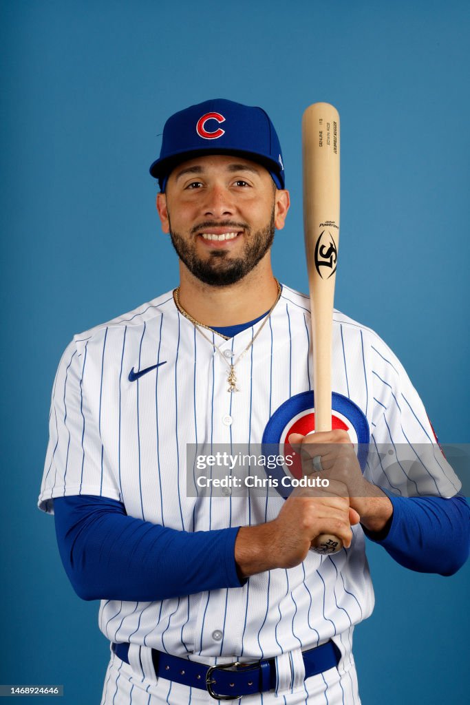 Edwin Rios of the Chicago Cubs poses for a portrait during photo day ...