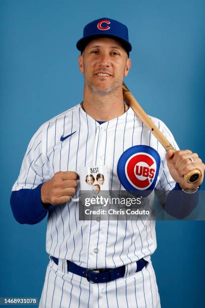 Yan Gomes of the Chicago Cubs poses for a portrait during photo day at Sloan Park on February 23, 2023 in Mesa, Arizona.