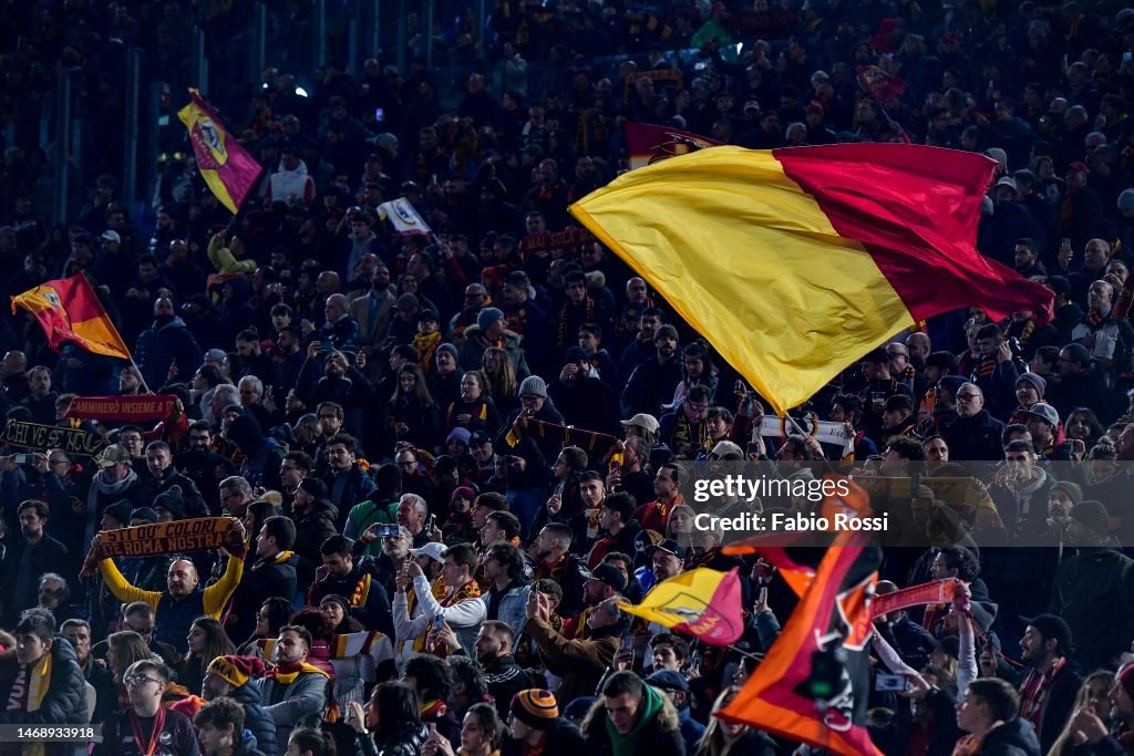 As Roma Playing AS Roma fan during the UEFA Europa League knockout round play-off leg ...