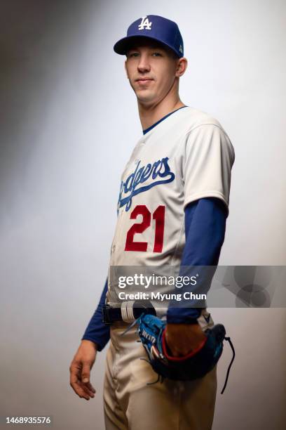 Los Angeles Dodgers Walker Buehler is photographed for Los Angeles Times on February 22, 2023 in Glendale, Arizona. PUBLISHED IMAGE. CREDIT MUST...