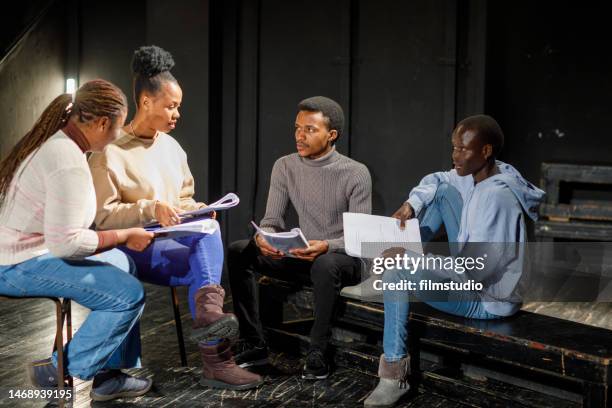 drama student reading a script in acting class - theatre script stock pictures, royalty-free photos & images