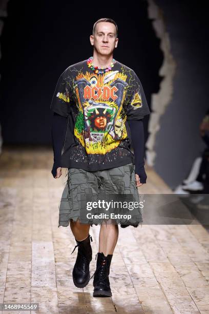 Fashion designer Jeremy Scott at the Moschino fashion show during the Milan Fashion Week Womenswear Fall/Winter 2023/2024 on February 23, 2023 in...