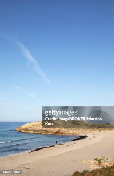 headland at san bou beach, cami de cavalls, menorca, balearic islands, spain - cavalls stock pictures, royalty-free photos & images