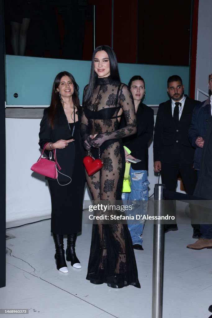Dua Lipa is seen on the front row of the GCDS fashion show during the ...