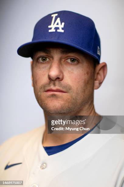 Los Angeles Dodgers Daniel Hudson is photographed for Los Angeles Times on February 22, 2023 in Glendale, Arizona. PUBLISHED IMAGE. CREDIT MUST READ:...