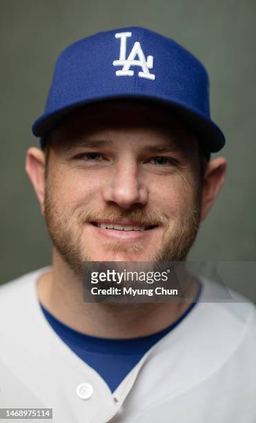 Los Angeles Dodgers Max Muncy is photographed for Los Angeles Times on February 22, 2023 in Glendale, Arizona. PUBLISHED IMAGE. CREDIT MUST READ:...