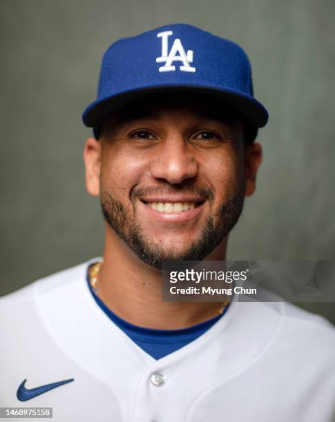Los Angeles Dodgers David Peralta is photographed for Los Angeles Times on February 22, 2023 in Glendale, Arizona. PUBLISHED IMAGE. CREDIT MUST READ:...