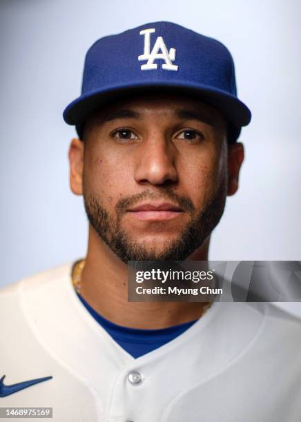 Los Angeles Dodgers David Peralta is photographed for Los Angeles Times on February 22, 2023 in Glendale, Arizona. PUBLISHED IMAGE. CREDIT MUST READ:...