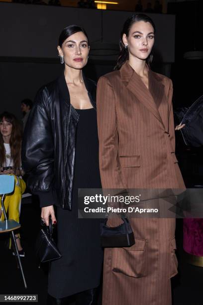Giorgia Tordini and Vittoria Ceretti is seen on the front row of the GCDS fashion show during the Milan Fashion Week Womenswear Fall/Winter 2023/2024...