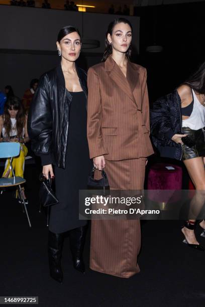 Giorgia Tordini and Vittoria Ceretti is seen on the front row of the GCDS fashion show during the Milan Fashion Week Womenswear Fall/Winter 2023/2024...