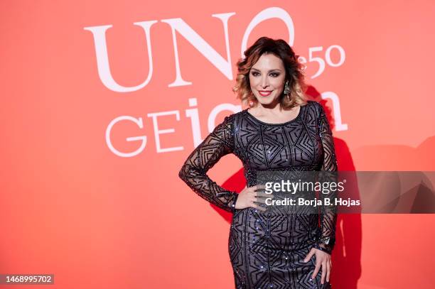 Gisela Llado attends to UNOde50 photocall before celebrates a Charity Auction at Casino de Madrid on February 23, 2023 in Madrid, Spain.