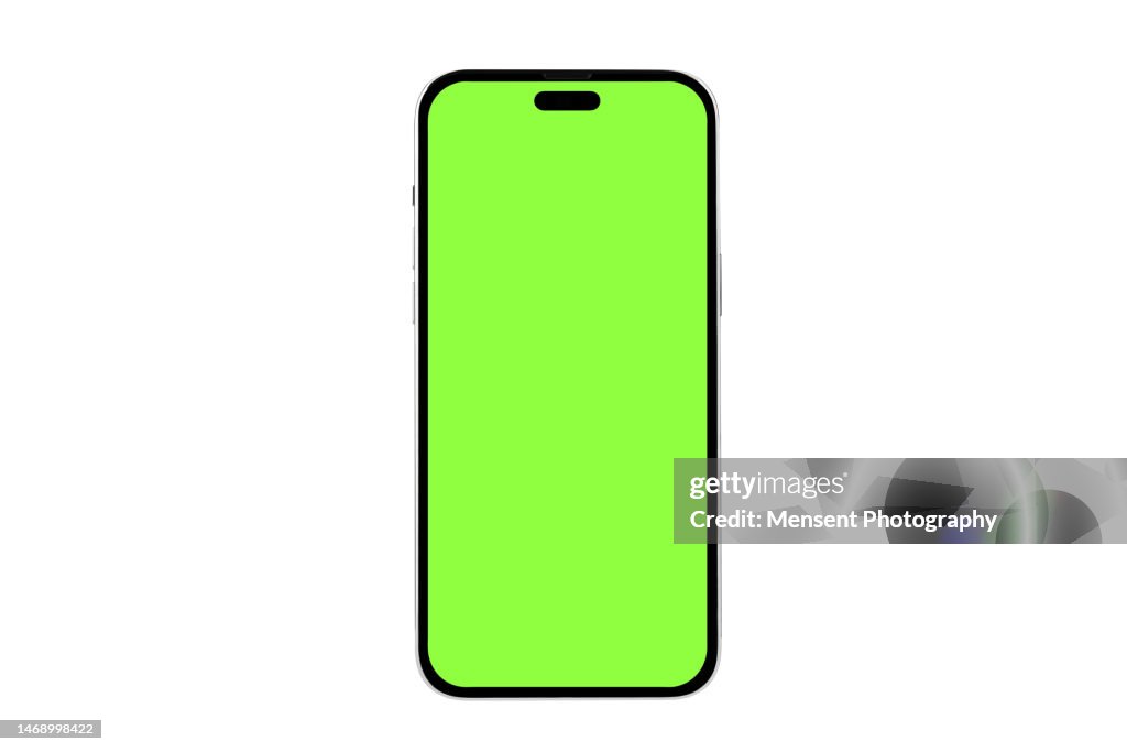 New Design Mobile Phone with chroma key isolated mockup iPhone in a white background on high-quality studio shot