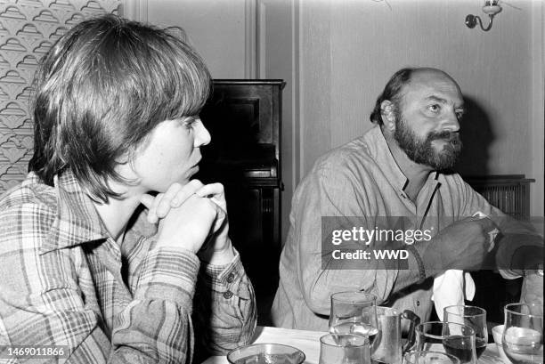 Juan Luis Bunuel takes a meal break during production of 'Leonor' in Caceres, Spain, on November 20, 1974.