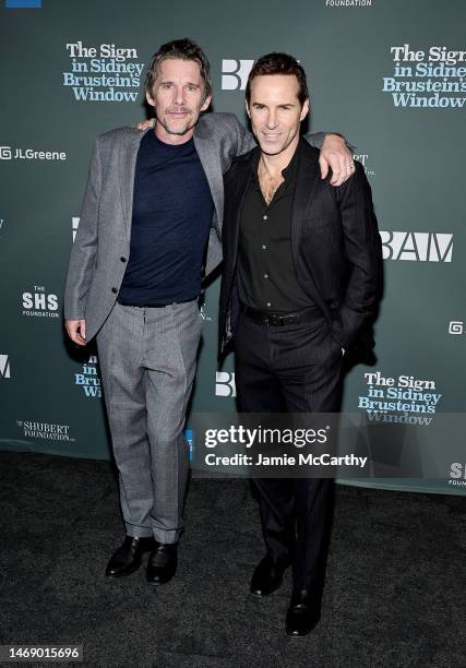 Ethan Hawke and Alessandro Nivola attend "The Sign In Sidney Brustein's Window" Opening Night at BAM Harvey Theater on February 23, 2023 in New York...