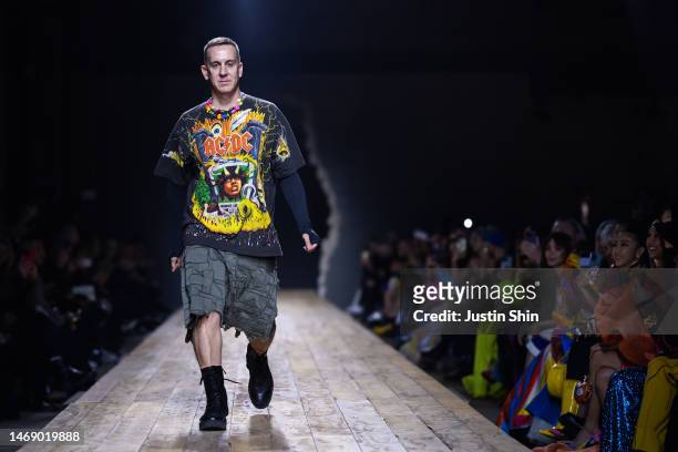 Designer Jeremy Scott walks the runway at the Moschino fashion show during the Milan Fashion Week Womenswear Fall/Winter 2023/2024 on February 23,...