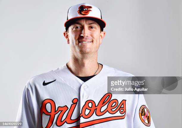 Kyle Gibson of the Baltimore Orioles poses for a portrait during the 2023 Baltimore Orioles Photo Day at Ed Smith Stadium on February 23, 2023 in...