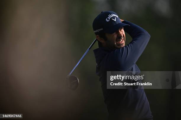 Jorge Campillo of Spain tees off on the 14th hole during Day Two of the Hero Indian Open at Dlf Golf and Country Club on February 24, 2023 in India.