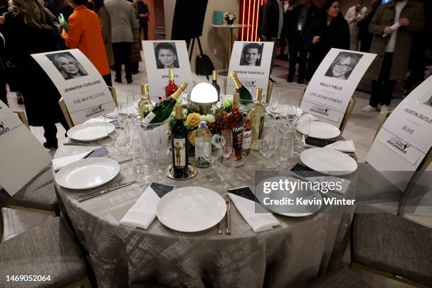 General views of the sponsor displays are shown at the Screen Actors Guild Awards - Media Preview Day at Fairmont Century Plaza on February 23, 2023...