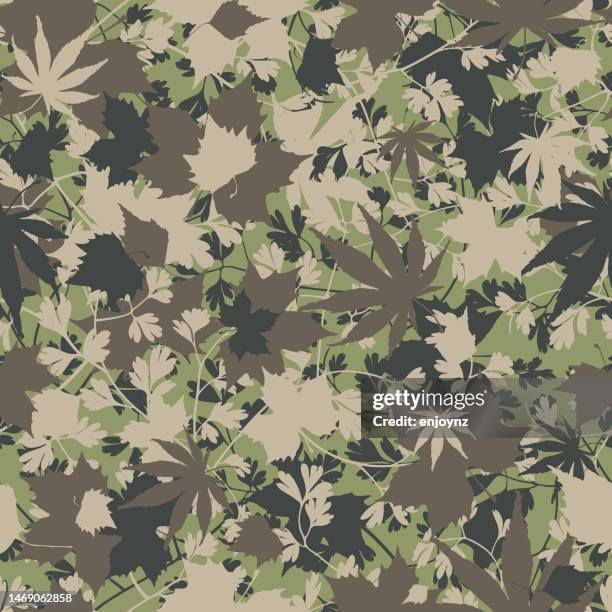 illustrations, cliparts, dessins animés et icônes de sans couture camouflage plantes motif papier peint fond d’écran - tenue de camouflage mode