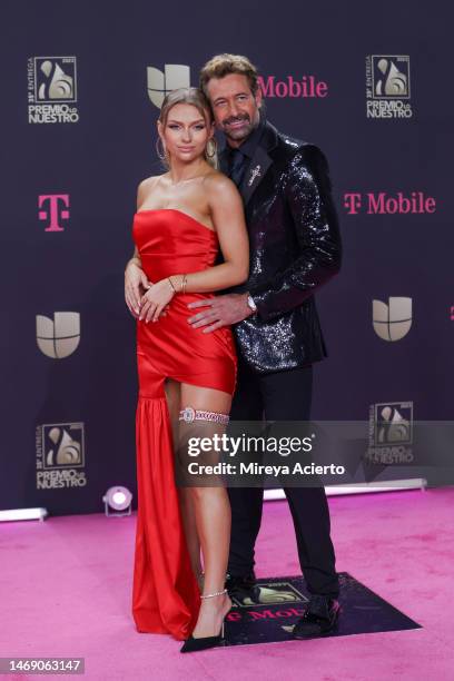 Irina Baeva and Gabriel Soto attend the 35th Premio Lo Nuestro at Miami-Dade Arena on February 23, 2023 in Miami, Florida.