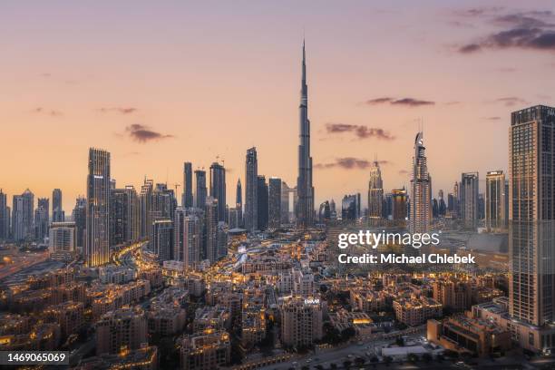 city view on burji khalifa - the united arab emirates stock pictures, royalty-free photos & images