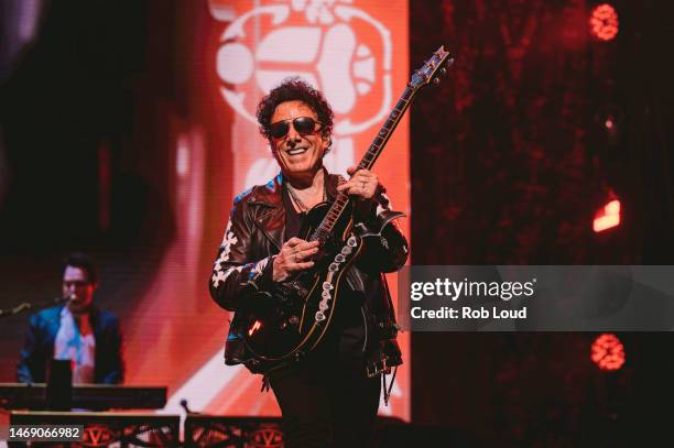 Neal Schon of Journey performs during Journey's 50th Anniversary Tour at Moody Center on February 22, 2023 in Austin, Texas.