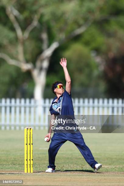 Cindy Duson of Victoria bowls during the 2023 National Indigenous Championships womens match between Western Australia and Victoria at Jim McConville...