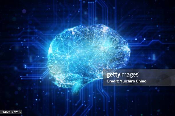 neuro brain and circuit board - neurosurgery stock-fotos und bilder
