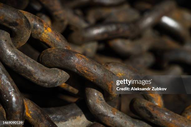 Chain Rusty Loop An Old Rusty Iron Chain In A Boat Closeup A Loop Or Link Of An Anchor ...