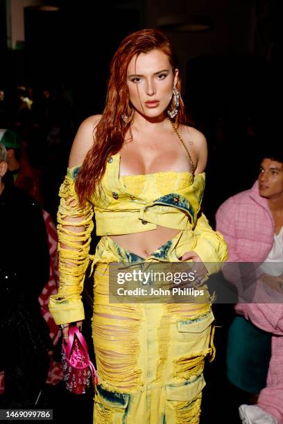 Bella Thorne is seen on the front row of the GCDS fashion show during the Milan Fashion Week Womenswear Fall/Winter 2023/2024 on February 23, 2023 in...