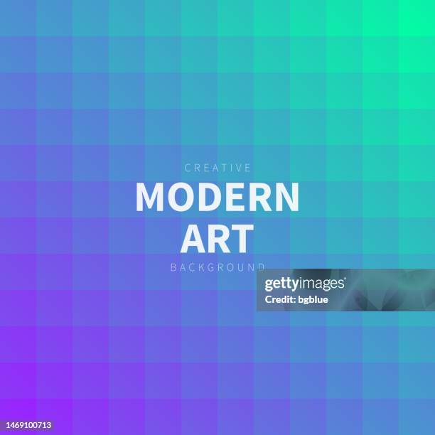 abstract geometric background - mosaic with squares and purple gradient - pink and turquoise background stock illustrations