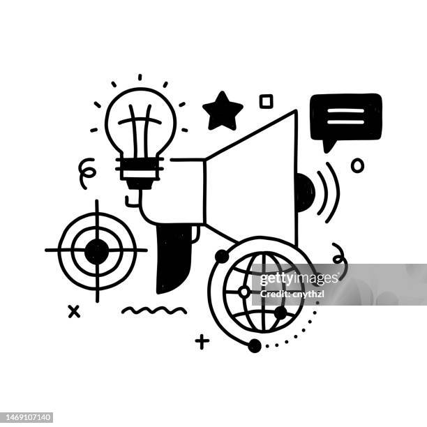 marketing related vector conceptual illustration. business, product, connection, strategy, target audience. - communication logo stock illustrations