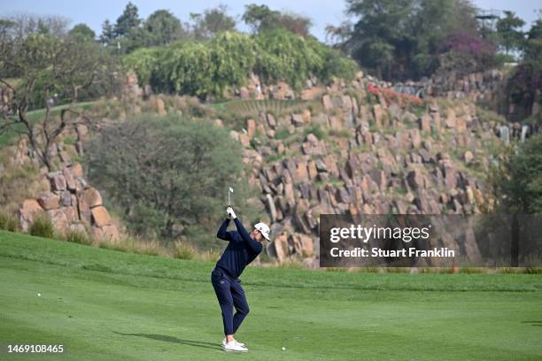 General view as Yannik Paul of Germany plays their second shot on the 17th hole during Day Two of the Hero Indian Open at Dlf Golf and Country Club...