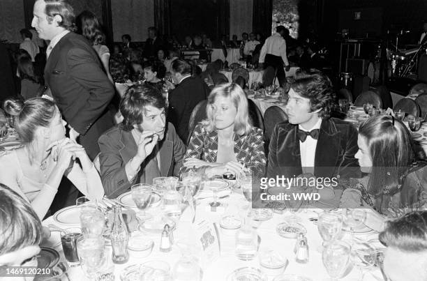Anne Byrne, Dustin Hoffman, Berry Berenson, Richard Bernstein, and guest attend a party celebrating Paul Anka at the Plaza Hotel in New York City on...
