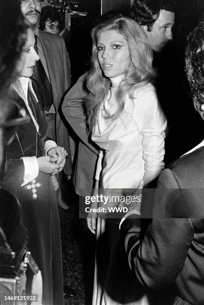 Nancy Sinatra Sr. And her daughter Nancy Sinatra attend the younger Sinatra's opening night at the Ambassador Hotel in Los Angeles on June 8, 1972.