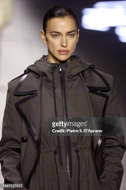 Irina Shayk walks the runway at the Tod's fashion show during the Milan Fashion Week Womenswear Fall/Winter 2023/2024 on February 24, 2023 in Milan,...