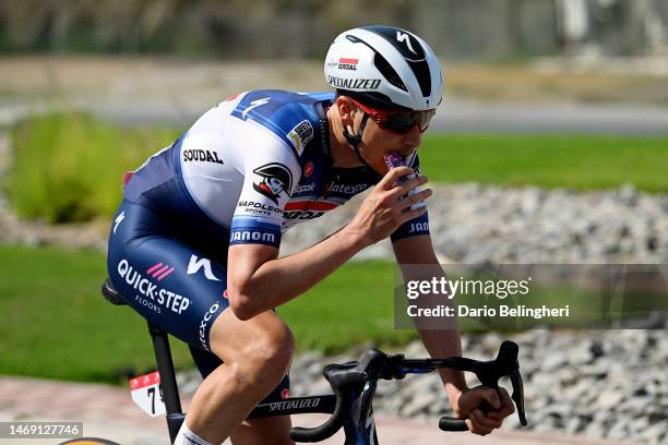 Louis Vervaeke of Belgium and Team Soudal Quick-Step feeding in the breakaway during the 5th UAE Tour 2023, Stage 5 a 170km stage from Al Marjan...