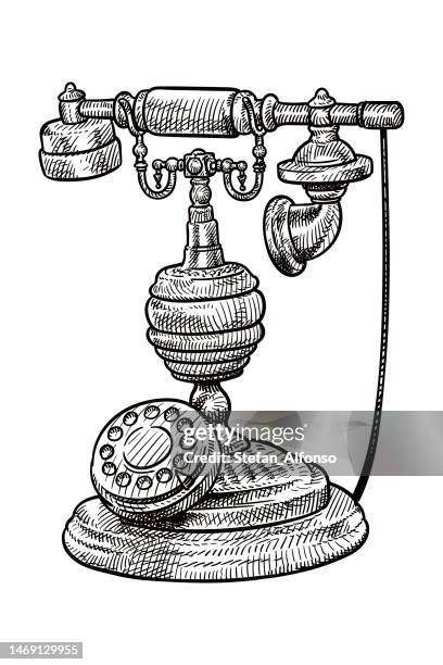 vector drawing of an old phone - old phone stock illustrations
