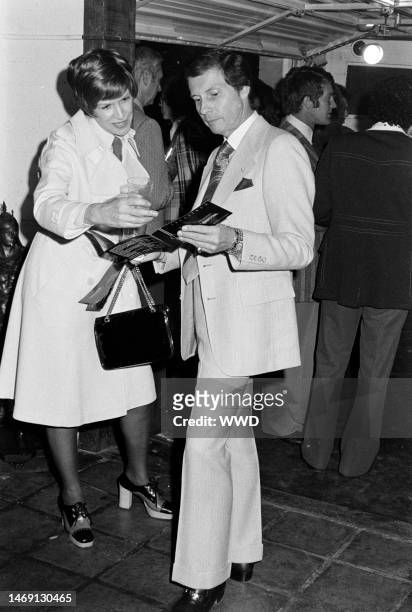 David Jones attends a cocktail party/fashion show for Blassport's Spring/Summer 1972 Menswear and Womenswear Collections at Charles Schmidt's...