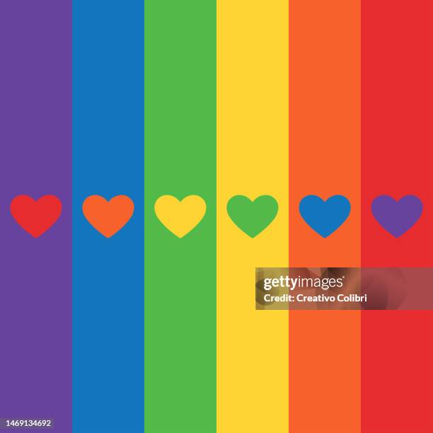 pride hearts - lgbt flag - rainbow flag stock illustrations